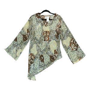 Vintage Dress‎ U II by Sharon Floral Blouse Women Sz 1X Floral Bell Sleeve